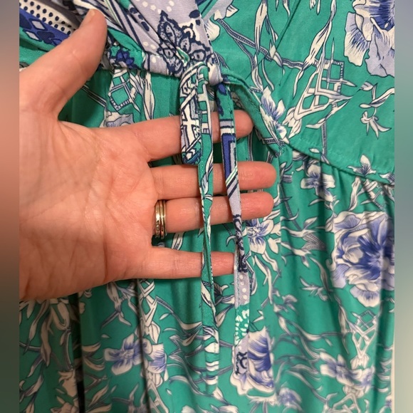 Umgee Plus Floral Green and Blue Romper Size 2X Coastal Cruise Beach Resort - Picture 5 of 7